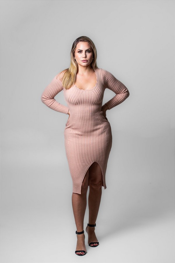 Vestido de lã Midi