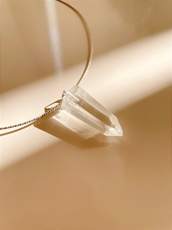 Colar Aro Quartzo Transparente Prata