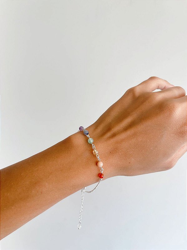 Pulseira 7 Chakras Prata