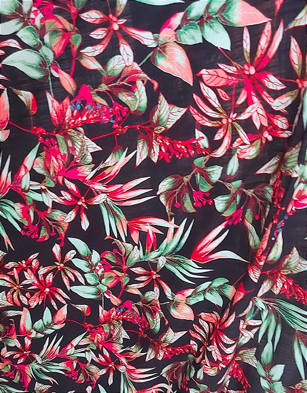 Tecido Viscolinho Preto Estampado