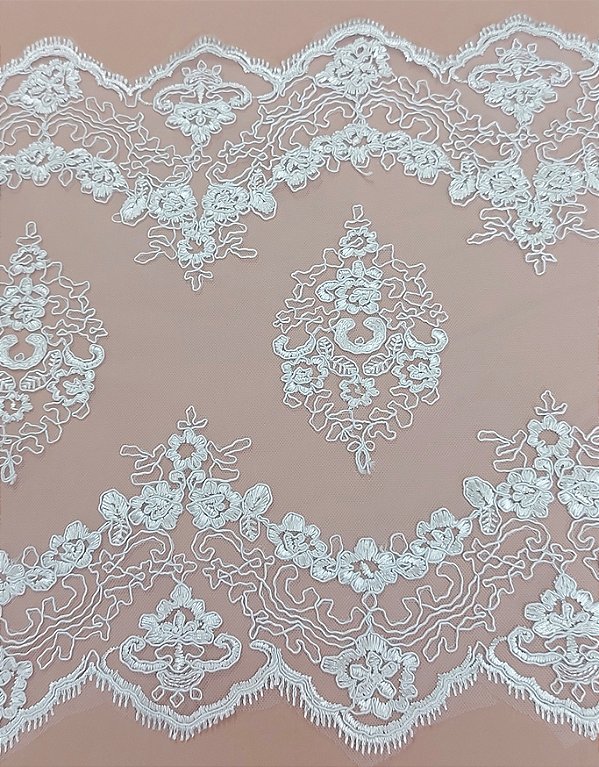 Tecido Tule Bico de Renda Branco/0,50 cm de Largura