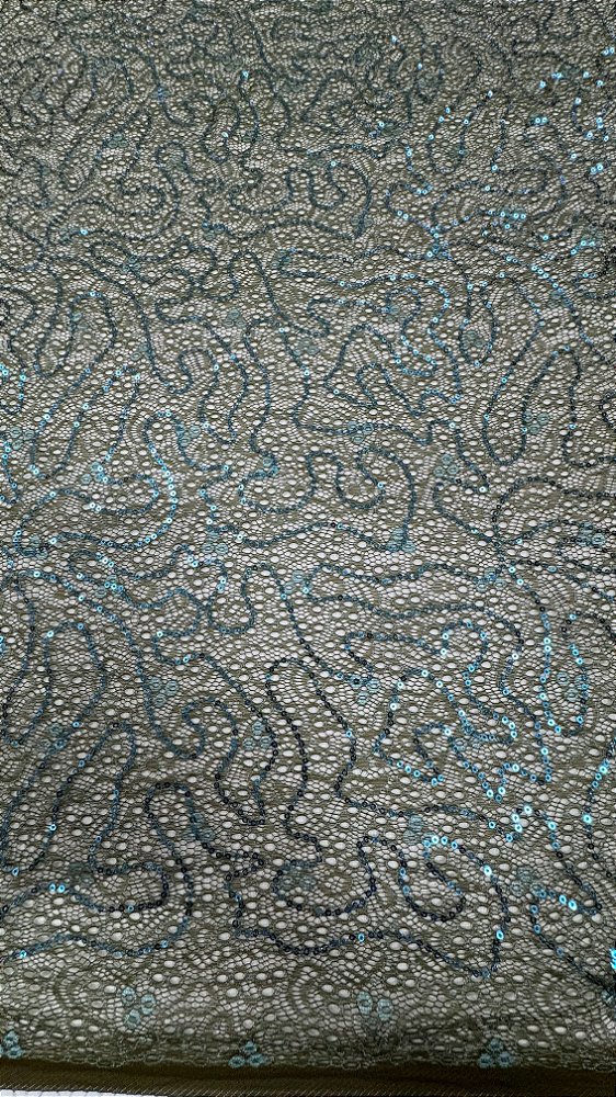 Tela bordada com paetês