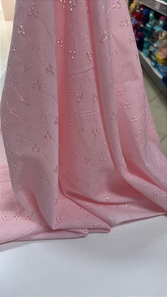 Tecido laise mista Rosa  150cm de largura