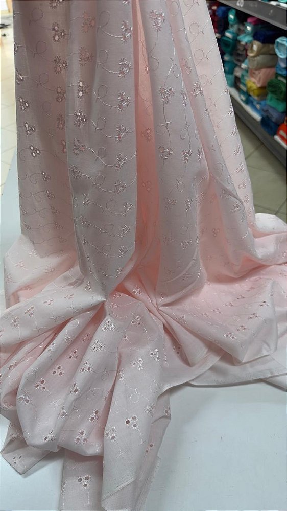 Tecido laise mista Rosa claro 150cm de largura