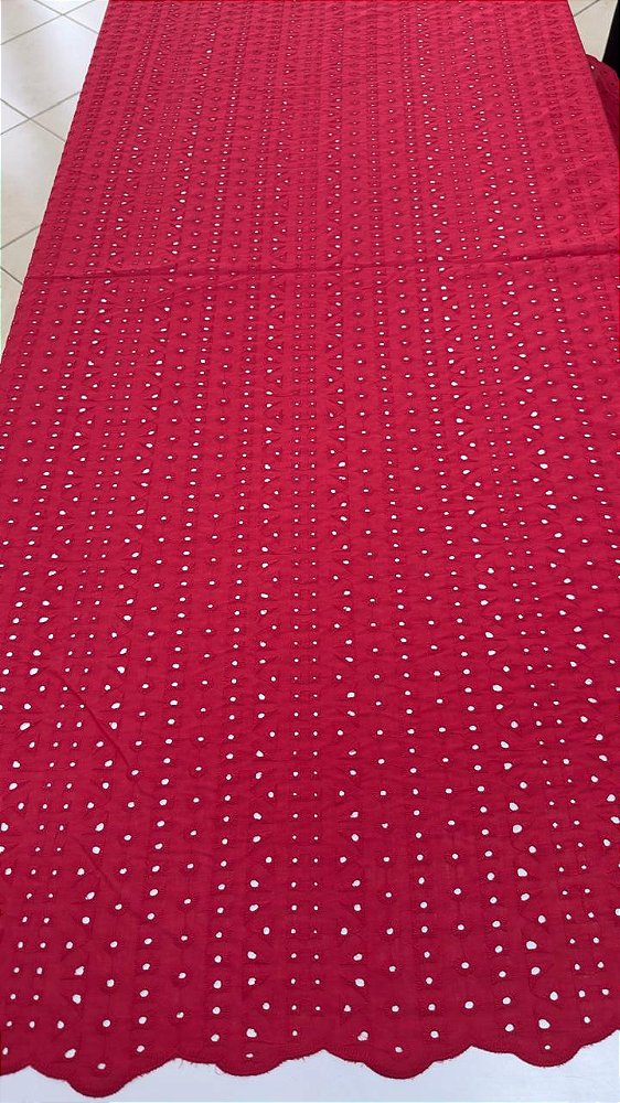Tecido laise 100% algodão vermelho