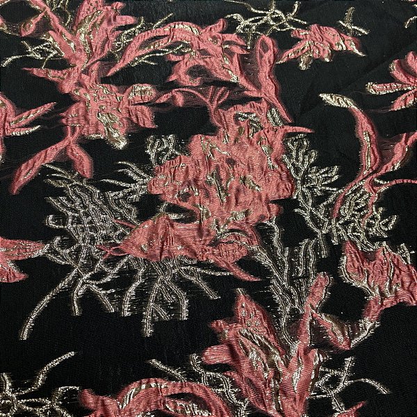Tecido Jacquard Bordado com Relevo Floral