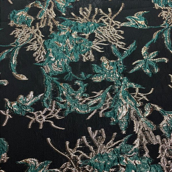 Tecido Jacquard Bordado com Relevo Floral
