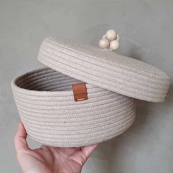 Cesto Organizador com Tampa Miçangas | 22cm x 10cm