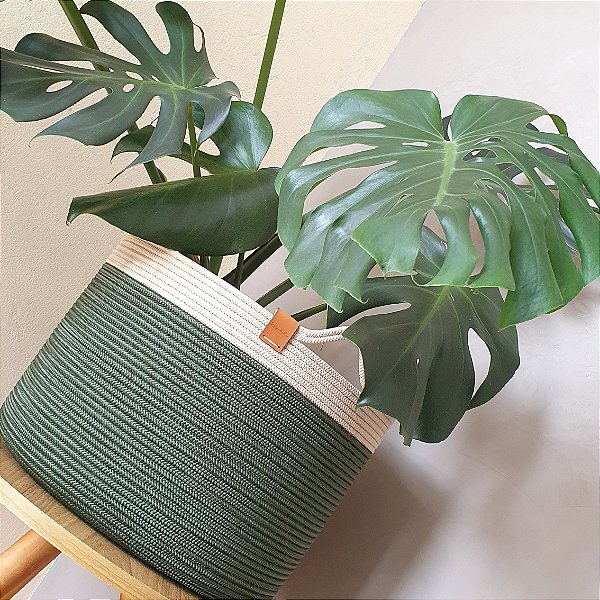 Cesto 35cm x 25cm | Corda Náutica Verde e Areia