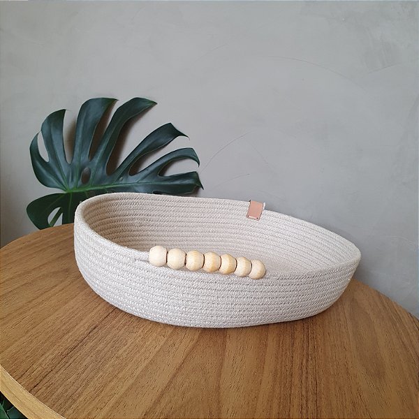 Bandeja Miçangas 30cm x 20cm x 6cm | Corda de Algodão