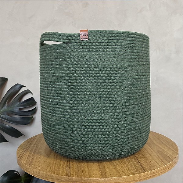 Cesto Organizador 30cm x 30cm | Algodão Verde Militar | Pronta Entrega