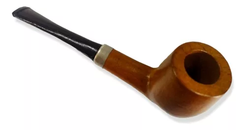 Cachimbo De Madeira Marrom E Preto Cabo Reto