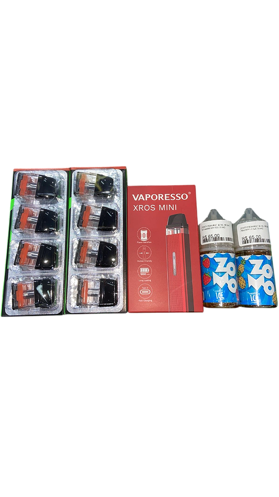 kit vaporesso xros mini + 2 salt zomo sortida + 8 coil linha xros