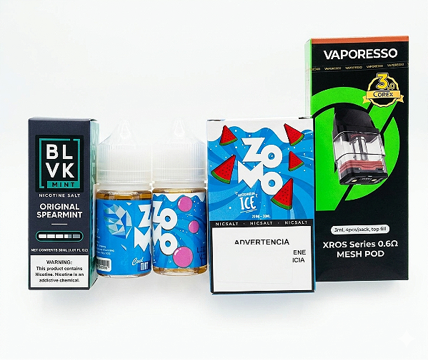 Kit Reposição Premium – Juices BLVK & Zomo + Cartuchos Vaporesso XROS