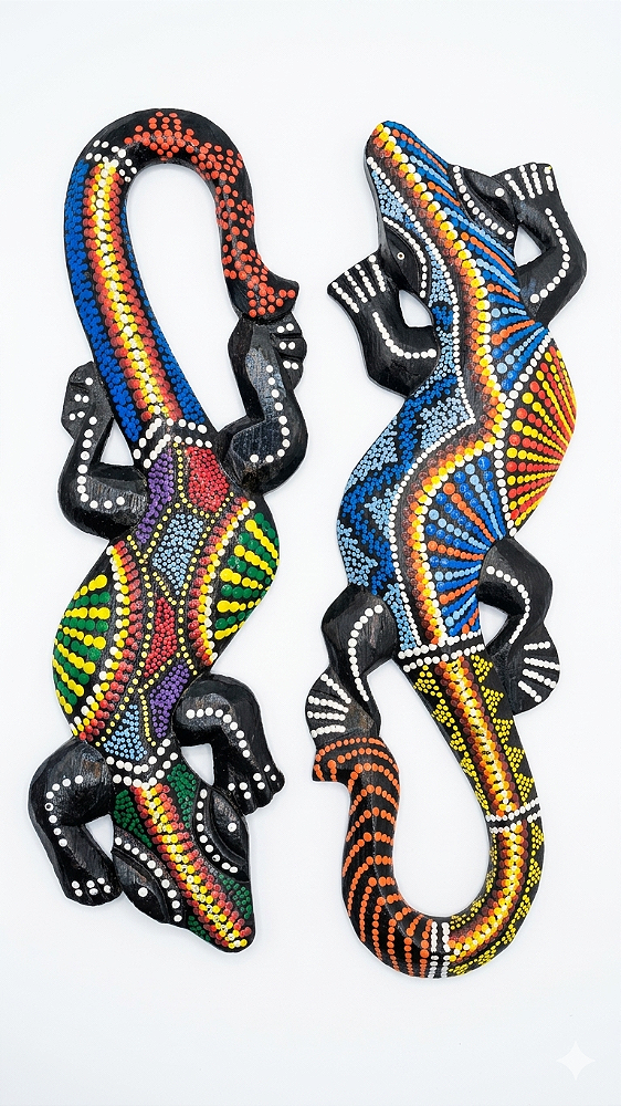 Salamandra Decorativa de Parede – Artesanato Pintado à Mão