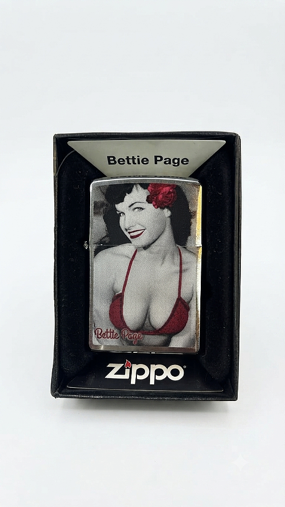 Zippo Original Bettie Page – Isqueiro Colecionável em Metal