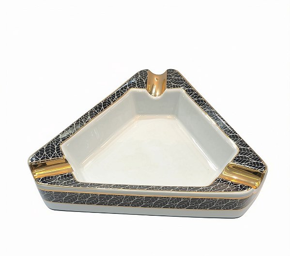 Cinzeiro de Porcelana de Luxo para Charutos - Coleção Noir Leaf