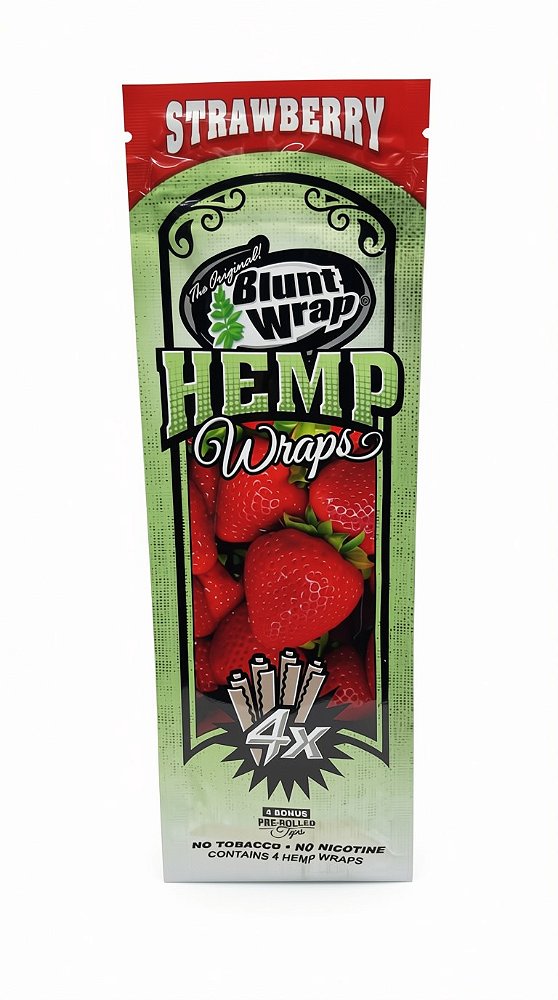 Blunt Wrap Hemp Wraps – 4 Folhas + 4 Piteiras Pré-Enroladas