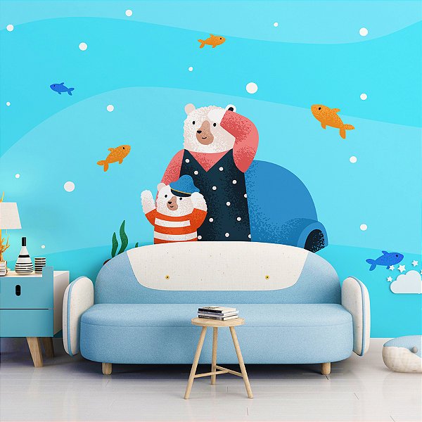 Painel de Parede Personalizado Mar Azul Polar