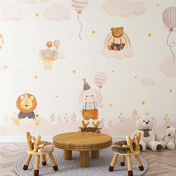 Painel de Parede Personalizado Animaizinhos de Aquarela