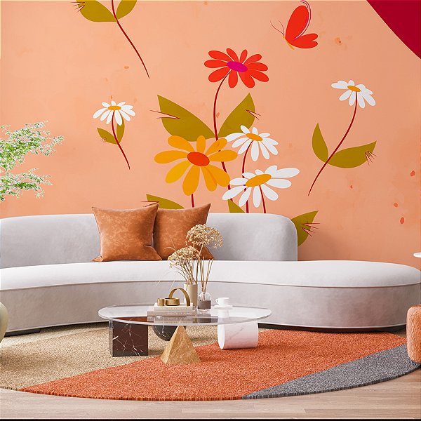 Painel de Parede Personalizado Florais Rosê