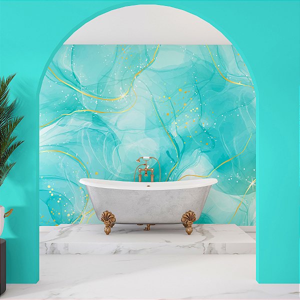 Painel de Parede Personalizado Mármore Ciano