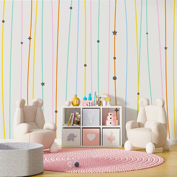 Papel de Parede Risca de Giz Estrelado