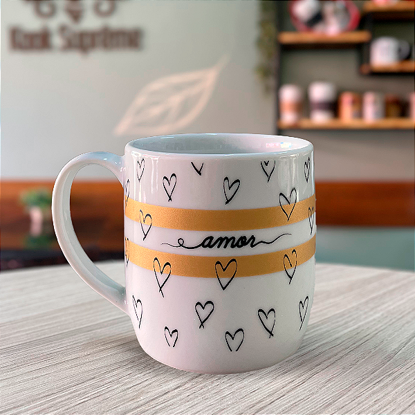 Caneca Porcelana 03 Coração Love - AMOR 360ml