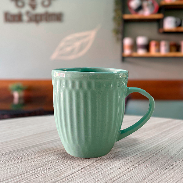 Caneca Porcelana 06  Roma 300ml Verde Água