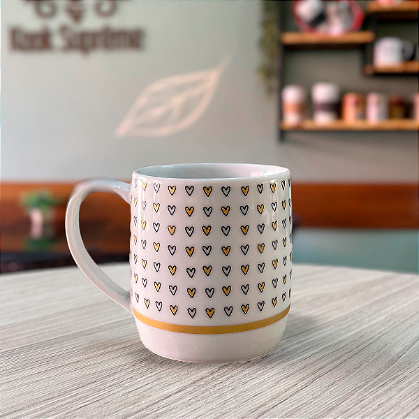 Caneca Porcelana  07 - Coração Love 360ml - Branca