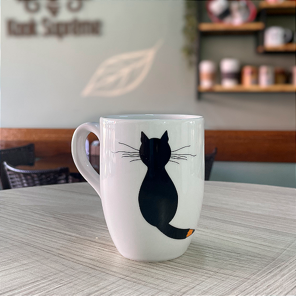 Caneca Porcelana Gato Lapis 350ml