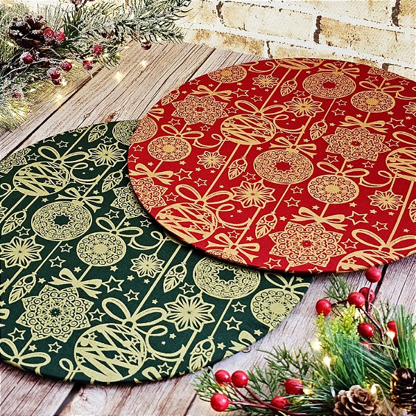 Capa de Sousplat Natal Bolas Douradas
