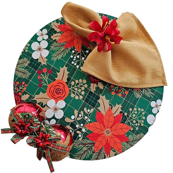 Kit Xadrez Floral Verde Natal