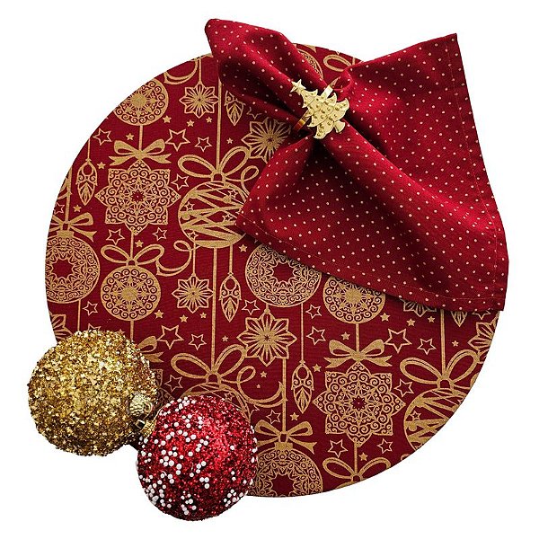 Kit Vermelha Bolas Douradas Natal
