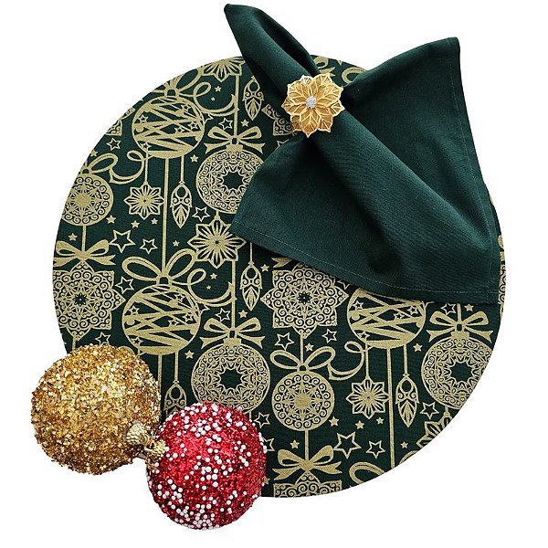 Kit Verde Bolas Douradas Natal