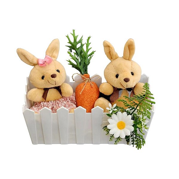 Cesta Branca Casal Rosa Páscoa P-2512