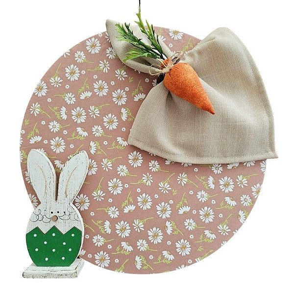 Kit Páscoa Margarida Rose: 1 Capa + 1 Guardanapo + 1 Anel PG