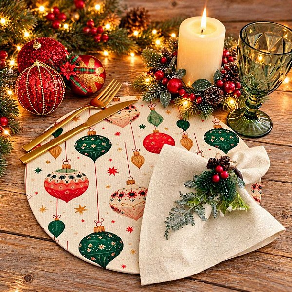 Kit Natal Selos N: 1 Capa + 1 Guardanapo + 1 Anel PG