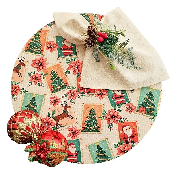 Kit Natal Selos N: 1 Capa + 1 Guardanapo + 1 Anel PG