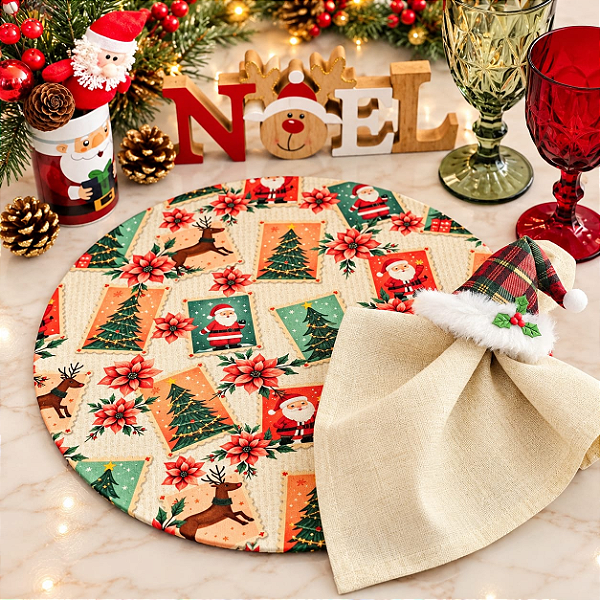 Kit Natal Selos: 1 Capa + 1 Guardanapo + 1 Anel PG