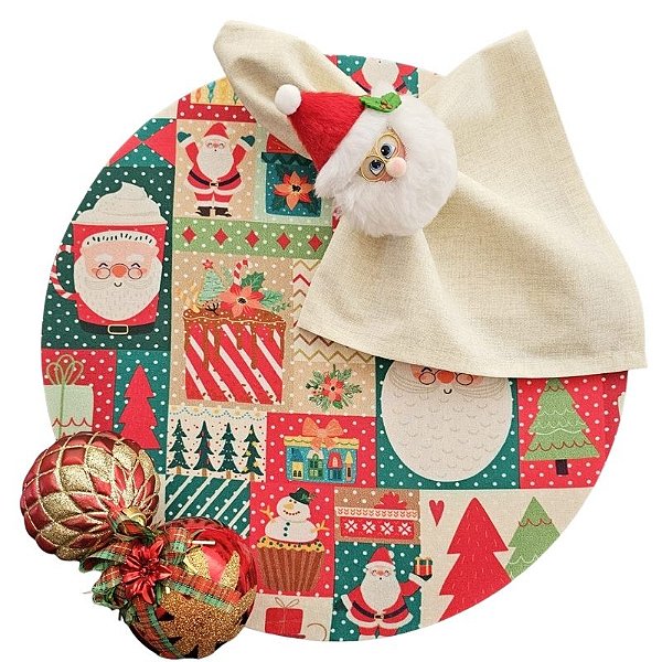 Kit Natal Presentes: 1 Capa + 1 Guardanapo + 1 Anel PG