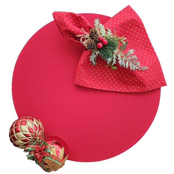 Kit Natal Vermelho: 1 Capa + 1 Guardanapo + 1 Anel PG