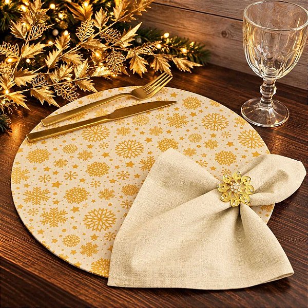 Kit Natal Estrela Nude: 1 Capa + 1 Guardanapo + 1 Anel PG