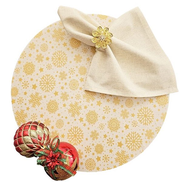 Kit Natal Estrela Nude: 1 Capa + 1 Guardanapo + 1 Anel PG