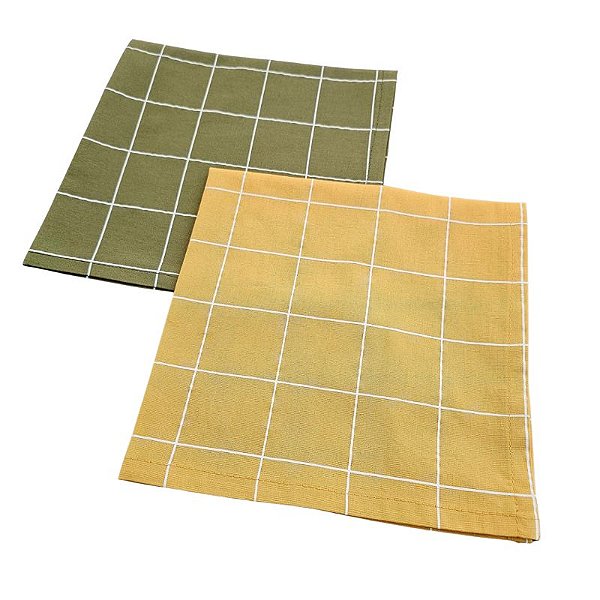 Guardanapo Xadrez Mostarda e Verde Musgo