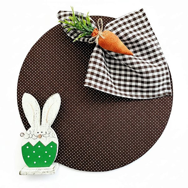 Kit Poá Marrom Páscoa 1 Capa + 1 Guardanapo + 1 PG