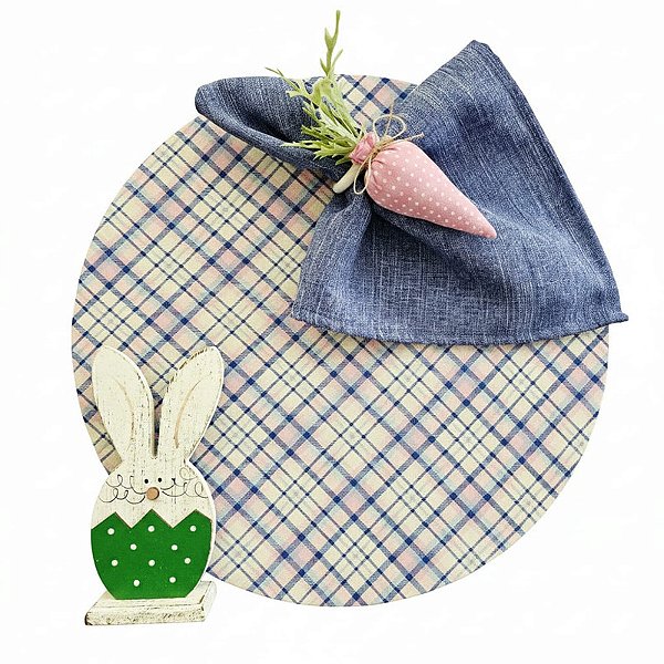 Kit Xadrez Azul Rosa 1 Capa + 1 Guardanapo + 1 PG