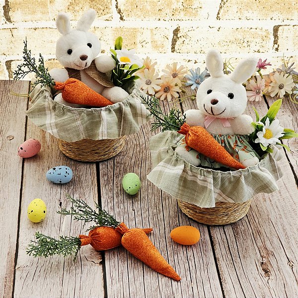 Vaso Páscoa Coelho Xadrez Verde