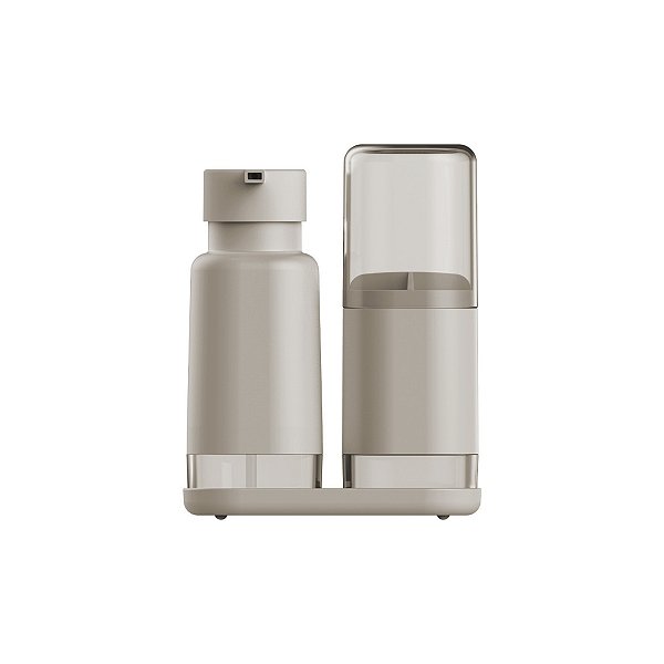 Kit Lavabo Pota Sabonete Líquido + Porta Escova + Bandejinha Dual