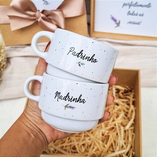 Kit  caixa 2 xícaras personalizadas